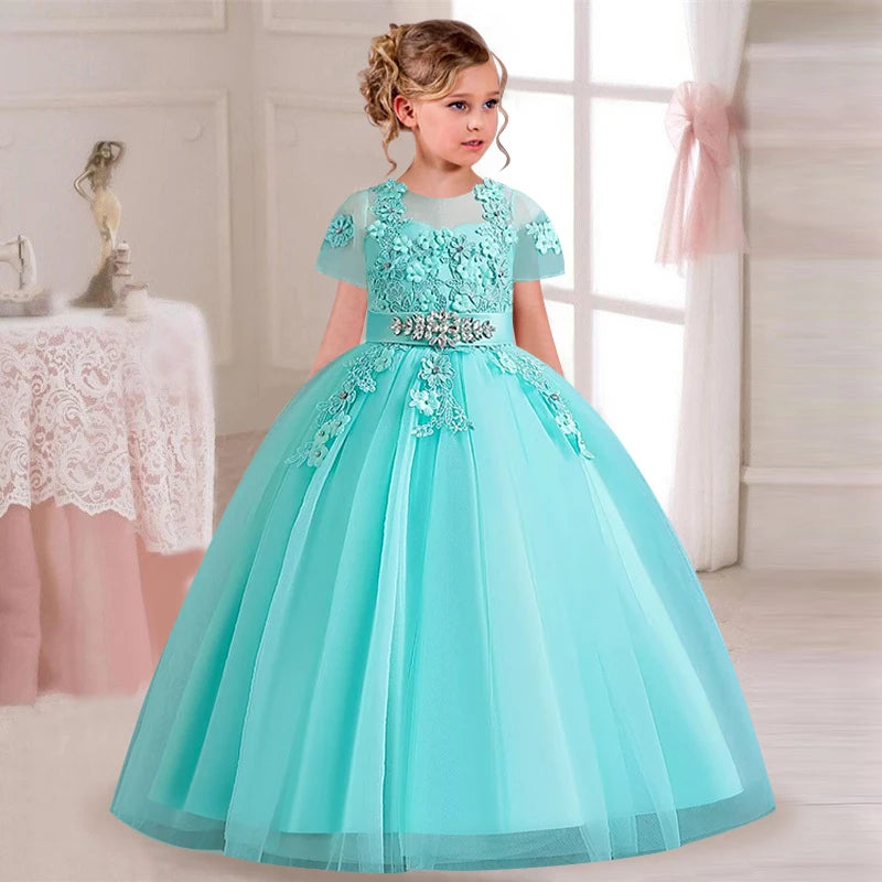 Flower Girl Communion Dress | Embroidered Princess Wedding Ball Gown as picture 8