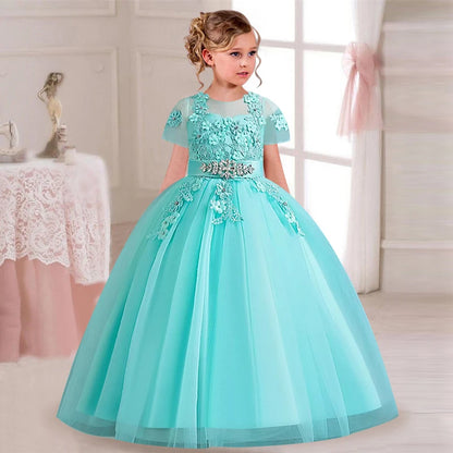 Flower Girl Communion Dress | Embroidered Princess Wedding Ball Gown as picture 8