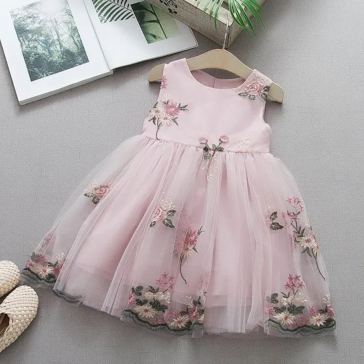 Infant Princess Dress | Mesh Summer Dress for Baby Girls | One-Piece Toddler Clothes | Boutique Fashion for First Year pink