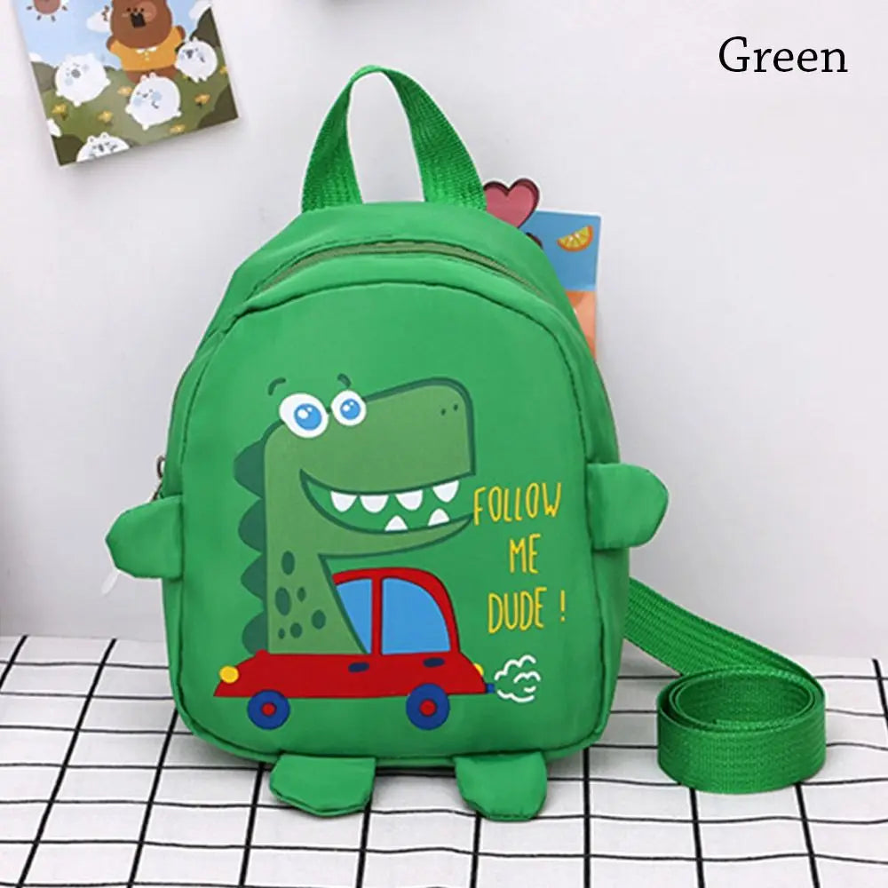 Boys Girls Cartoon Dinosaur Safety Harness Anti-lost Backpacks School Bags Toddler Rucksack Kindergarten Schoolbag green