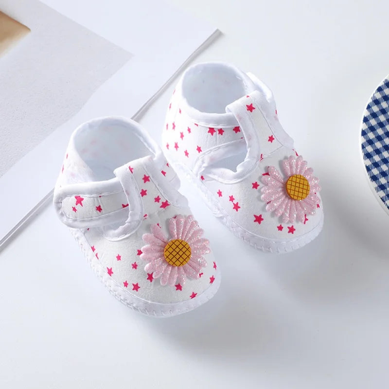 First Walkers Soft Sole Crib Newborn Toddler Shoes Baby Girl Shoes Cute Floral Bow Infant Baby Girls Shoes Non-slip Footwear