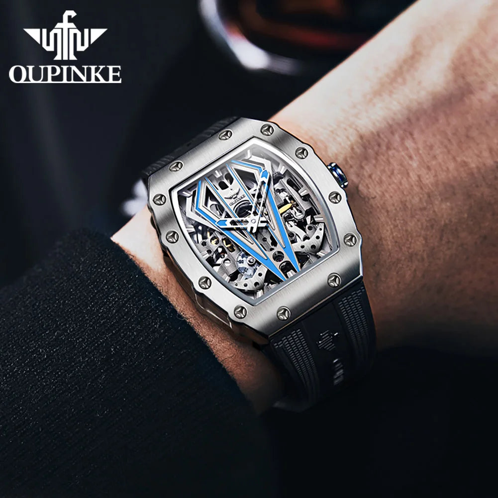 OUPINKE Men's Skeleton Automatic Watch 50m Waterproof Sapphire.