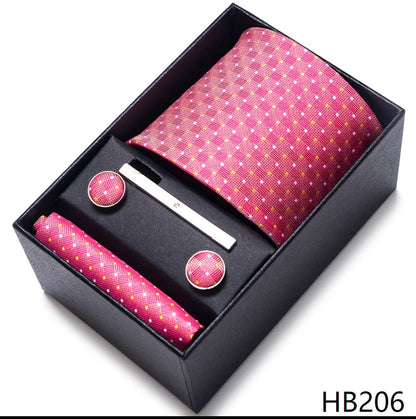 Mix Colors Wedding Gift Tie & Pocket Squares Set – 2023 New Style Necktie Box with Blue Paisley Design HB206