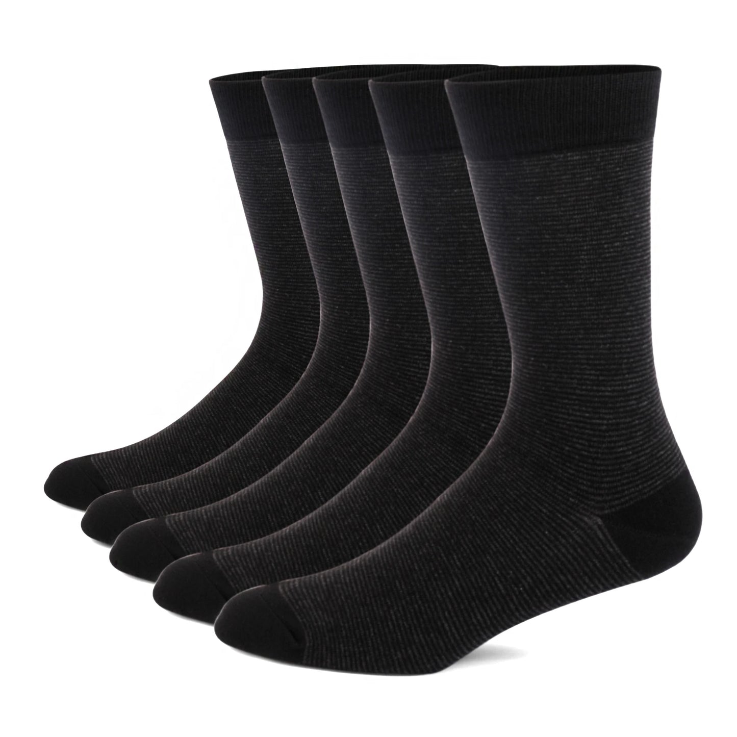 5 Pairs Men's Plus Size Striped Dress Socks – Combed Cotton, Breathable Crew Socks JC113-4 EUR(41-48)