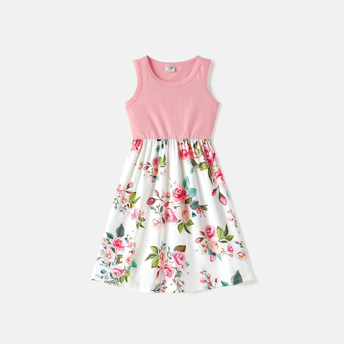 PatPat Family Matching Outfits | 95% Cotton Colorblock Polo Shirts & Floral Naia™ Spliced Tank Dresses for Summer