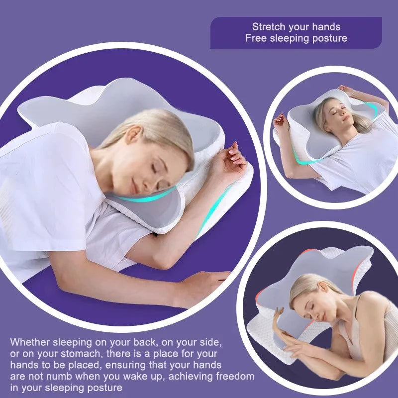 KEMOKO 2-in-1 Butterfly Memory Foam Cervical Pillow | Ergonomic Orthopedic Neck & Shoulder Pain Relief