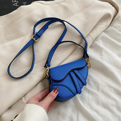 Cute Children Shoulder BagsToddler Baby Girls Princess Handbag Toddler Baby PU Mini Cute Saddle Messenger Bags Coin Purse Blue