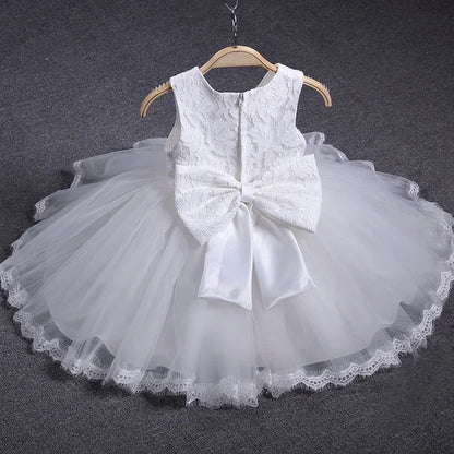 Baby Girls Princess Dress 1st Year Birthday Christening Vestido White Lace Infant Party Gown Toddler Kids Baptism Clothes