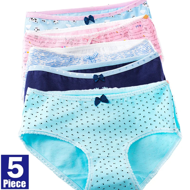 New 5Pcs/Lot Women's Panties Cotton Underwear Plus Size Girls Briefs Calcinha Sexy Lingerie Ladies Panty Female Print Underpant 11