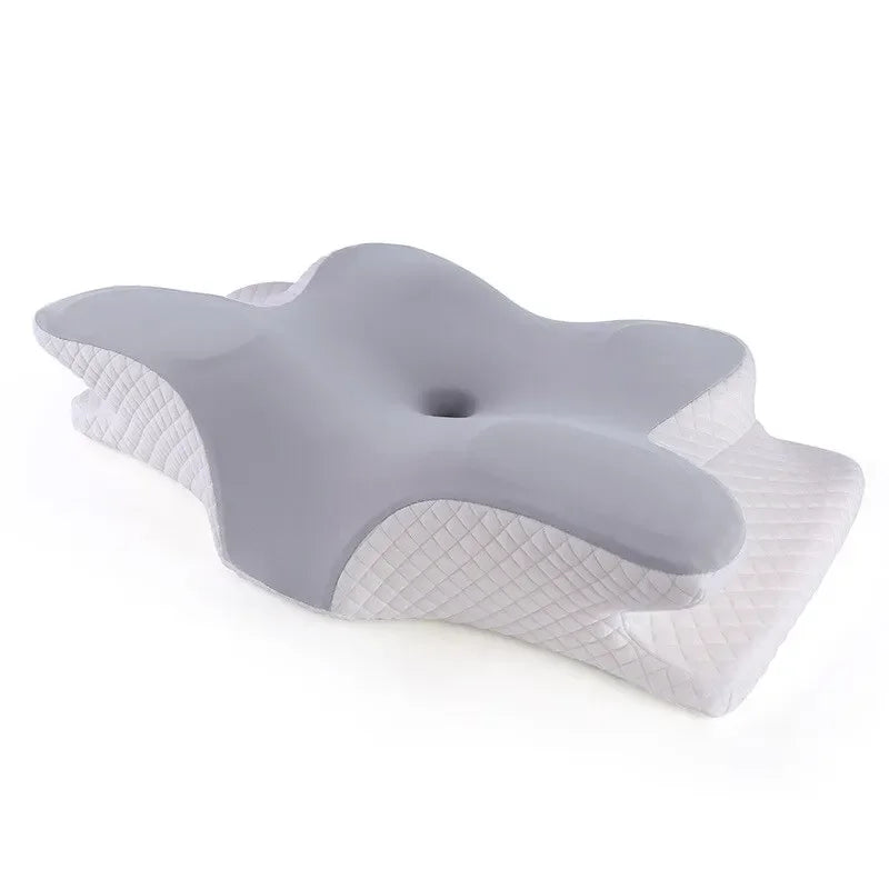 KEMOKO 2-in-1 Butterfly Memory Foam Cervical Pillow | Ergonomic Orthopedic Neck & Shoulder Pain Relief gray