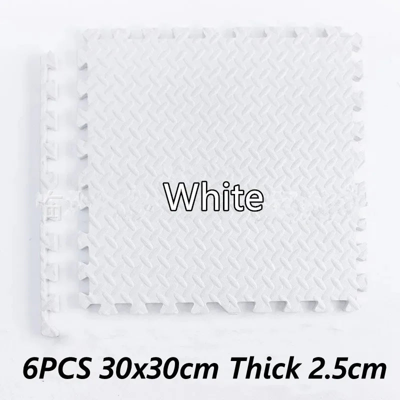 Tatame Baby Play Mat Thick 25mm Baby Activity Gym Play Mats 6PCS 30x30cm Play Mats for Baby Mat Tatames Kids Carpet Puzzle Mat 6PCS White