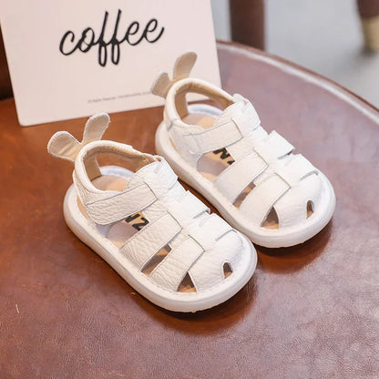 Summer Baby Girls Boys Sandals Infant Toddler Shoes Genuine Leather Soft Bottom Kids Children Beach Sandals Size 14-23 White