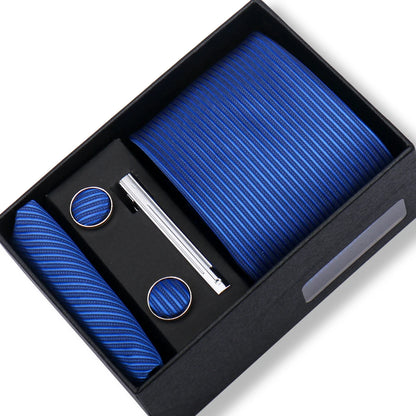 100% Silk Ties Gift Box Set – Designer Jacquard Necktie, Hanky, Cufflink, and Tie Clip for Men B26