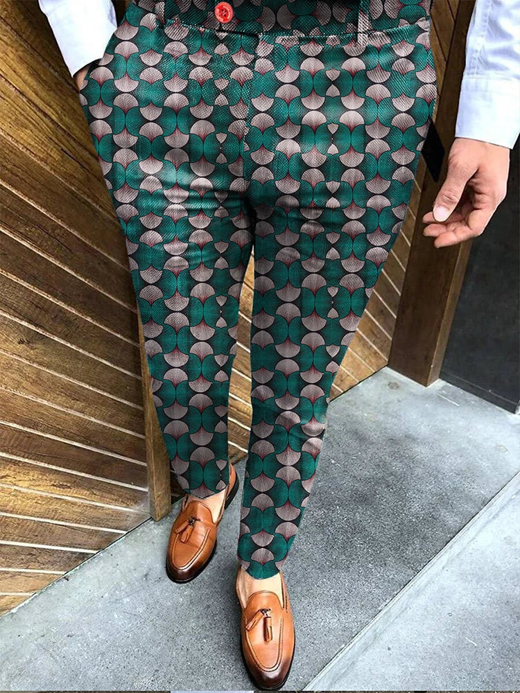 Spring Retro Pattern Print Straight Long Pants Men Casual Business Mid Waist Zipper Suit Trousers Mens Autumn Fashion Streetwear 06 Print