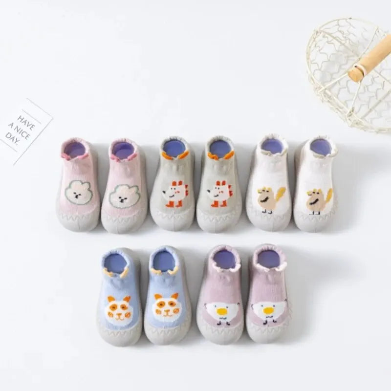 2024 New Rubber Sole Non-Slip Newborn Toddler Shoes Children's Socks Baby Indoor Shoes Cute