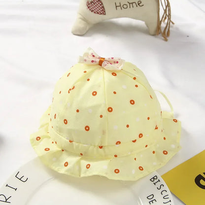 Spring/Summer Baby Girl Sun Hat Cute Dot Print Adjustable Neonatal Pink Hat Children's Headwear Accessories yellow 1pc