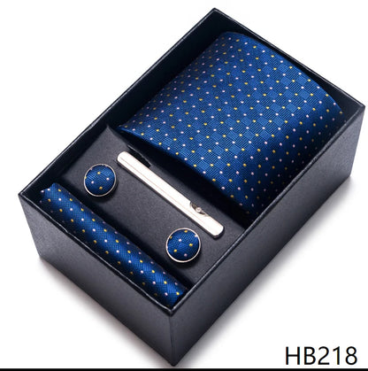 Mix Colors Wedding Gift Tie & Pocket Squares Set – 2023 New Style Necktie Box with Blue Paisley Design HB218