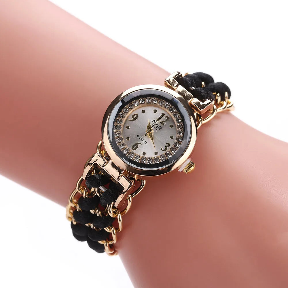 Women’s Knitting Rope Chain Quartz Wristwatch | Fashionable Simple Analog Watch with Sapphire Crystal