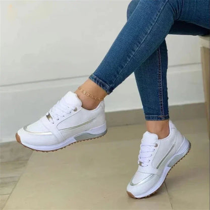 2024 Women's Lightweight Mesh Sneakers Lace Up Flat Shoes Classic Zapatillas De Mujer B-White-women-shoes