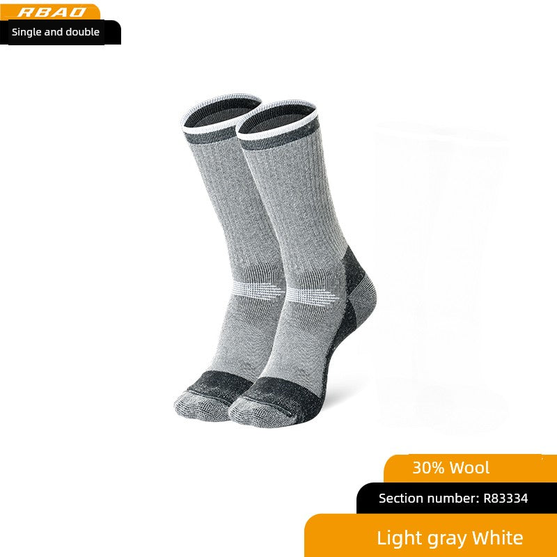 Merino Outdoor Hiking Knee Socks Ski Wool Socks 3334 White(Autumn and Winter) L 39-43