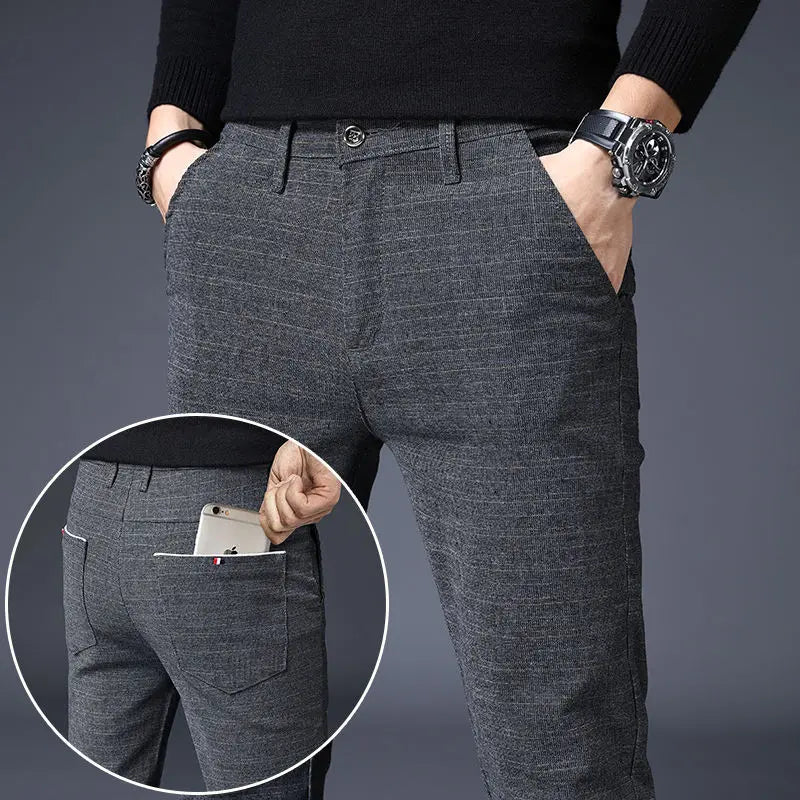 Spring Summer Men Thin Linen Straight Pants Streetwear Fashion New Business Casual Pockets Slim Big Size Male Versatile Trousers 688 Grey