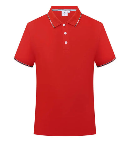 New Clothing Summer Streetwear Casual Fashion Tops Solid Color Polo Shirts Short Sleeve Fashion Lapel Male Top Large Size red