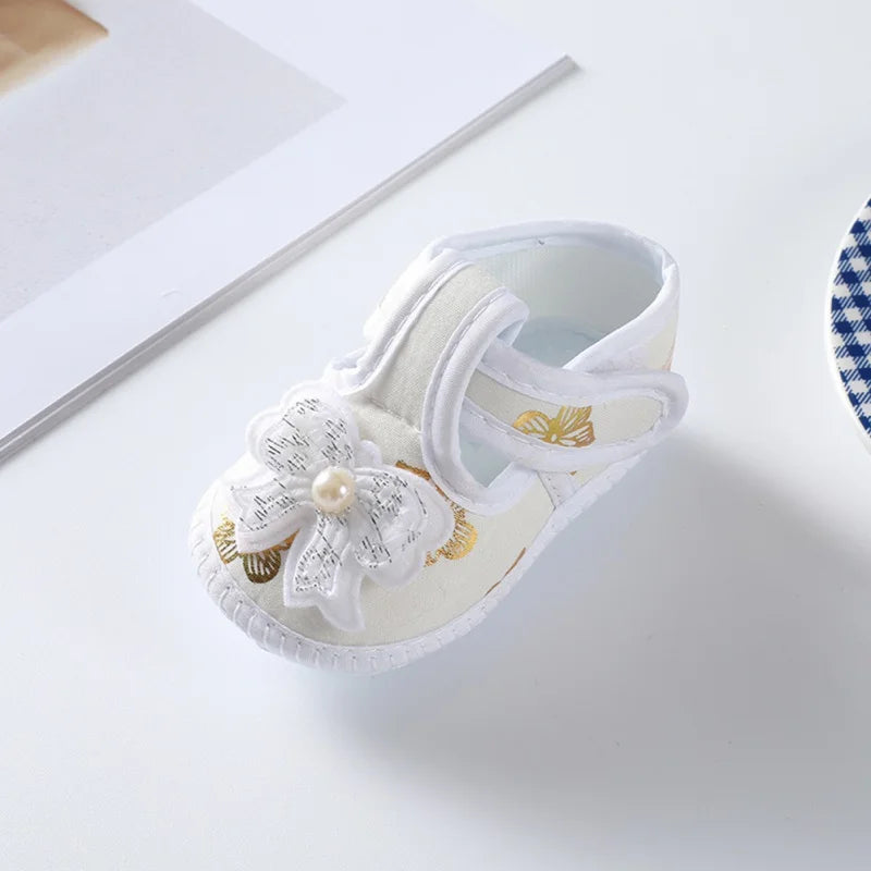 First Walkers Soft Sole Crib Newborn Toddler Shoes Baby Girl Shoes Cute Floral Bow Infant Baby Girls Shoes Non-slip Footwear