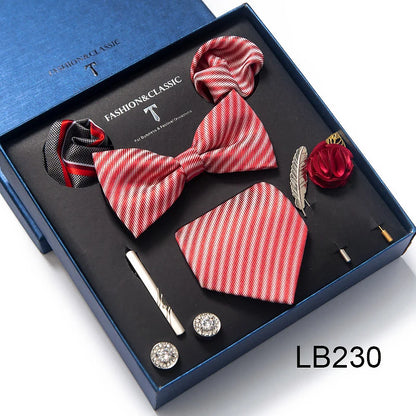 Men's Tie Set Luxury Gift Box Silk Tie Necktie Set 8pcs Inside Packing Festive Present Cravat Pocket Squares Holiday Gift Men LB230