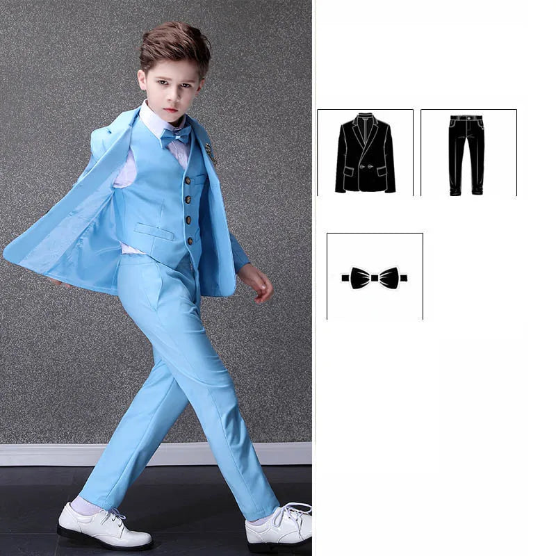 Children's Sky Blue Formal Suit - Flower Boys Wedding Tuxedo for Evening Parties, Graduations, and Special Events JACKET PANTS TIE