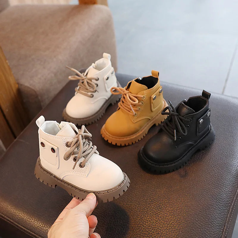 Children's Fashion Front Lace Up Soft Sole Anti Slip Warm Snow Boots Girls' Plush Casual Cotton Shoes