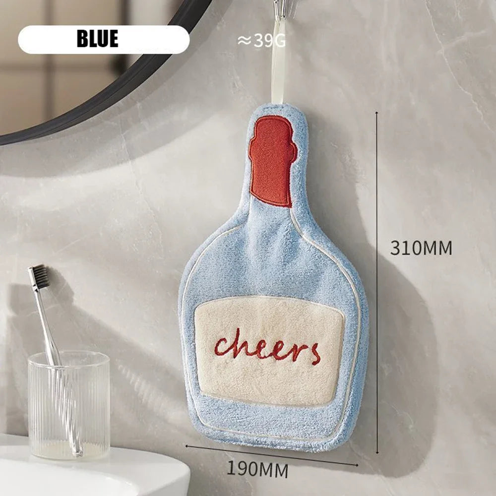 The New-style Hand Home Convenient Hanging Thickened Double-layer Speed Dry Towel Absorbent Hand Cloth Kitchen and Bathroom Foot Blue