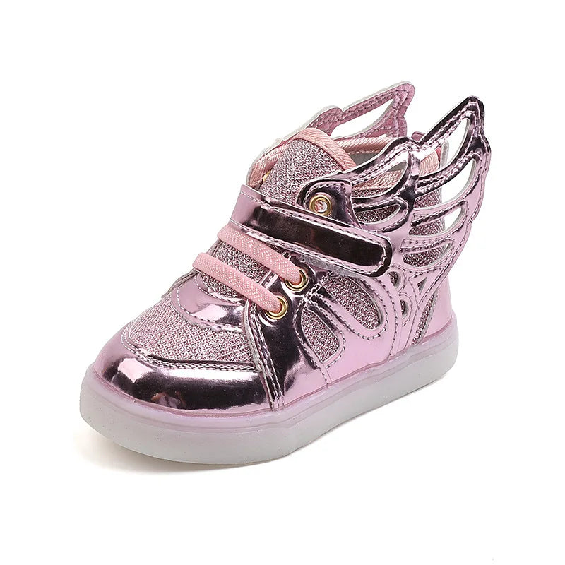 Kids Led Shoes Fashion Glowing Sneaker Children High Top Skate Shoes Boy Girl Non-slip Comfort Casual Shoe Tenis Infantil Menino Pink