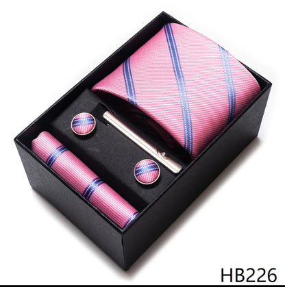 Mix Colors Wedding Gift Tie & Pocket Squares Set – 2023 New Style Necktie Box with Blue Paisley Design HB226