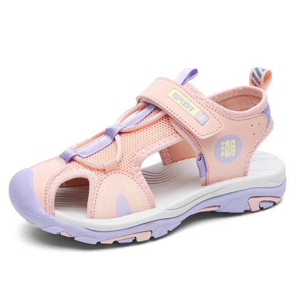 Breathable Sport Sandals Summer Sandals for Girls Boys Casual Beach Comfortable Soft Sole Kids Shoes Fashion Non-slip Sandalias Orange Pink