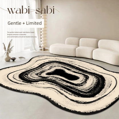 Special-Shaped Ruffle Asymmetrical Carpet | Bedroom & Living Room | Washable, Erasable, Loop Velvet Design Gwen -11972 180*280cm (suitable for 3 people or L-type sofa)