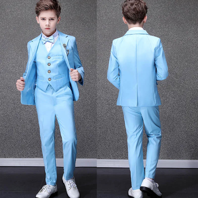 Children's Sky Blue Formal Suit - Flower Boys Wedding Tuxedo for Evening Parties, Graduations, and Special Events