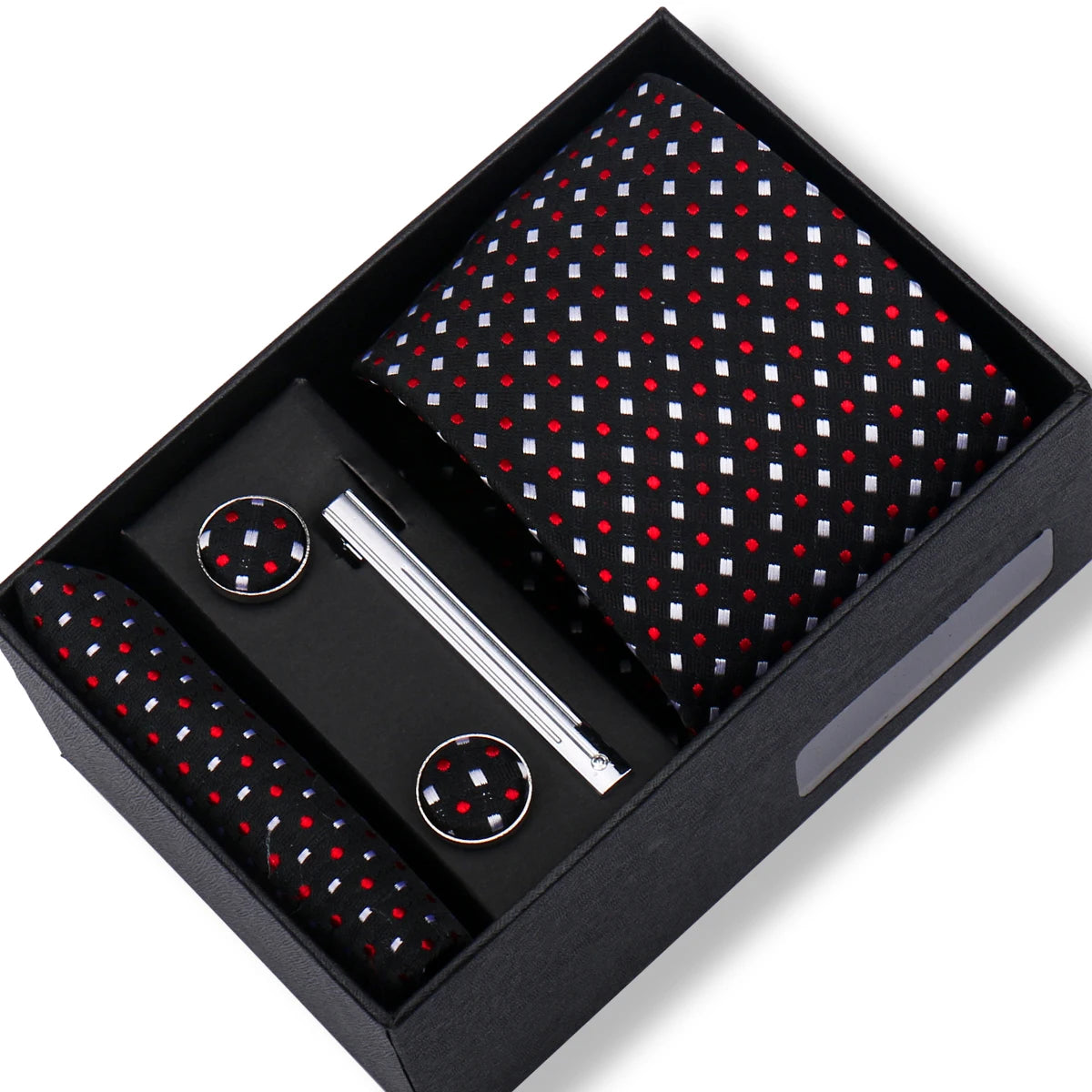 100% Silk Ties Gift Box Set – Designer Jacquard Necktie, Hanky, Cufflink, and Tie Clip for Men B7