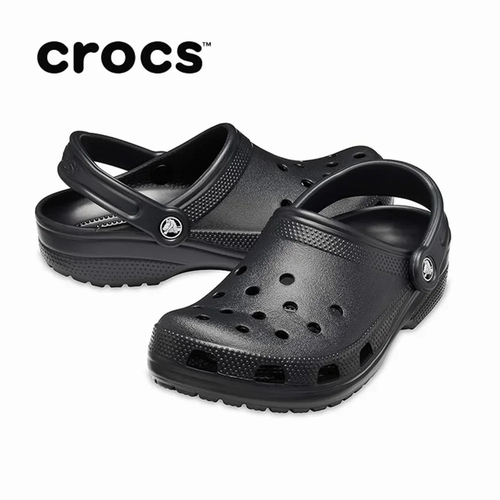 Original Crocs Classic Series Waterproof Sandals – Non-Slip, Breathable Summer Beach & Casual Slippers Black