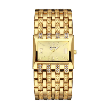 Yalalusi Women’s Luxury Watch – Rectangle Gold Case with Black Dial & Crystal Drilling – Ion Plating & Gift Box – Best Seller 2024 Gold Gold