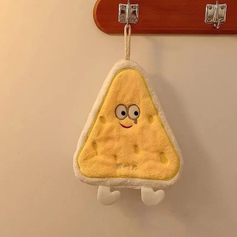 Cute Wall Mounted Absorbent Hand Towel Thickened Quick Drying Hand Cloth Bathroom and Kitchen Handkerchief Children Home Decor A