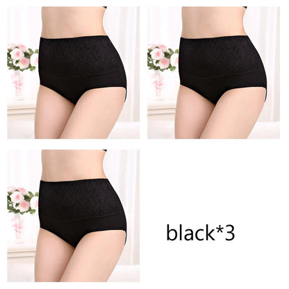 L-5XL Female Underwear Postpartum Recovery Briefs for Ladies High Waist Panties for Women Sexy Lingeries Plus Size 3Pcs/Lot NK81-3BK