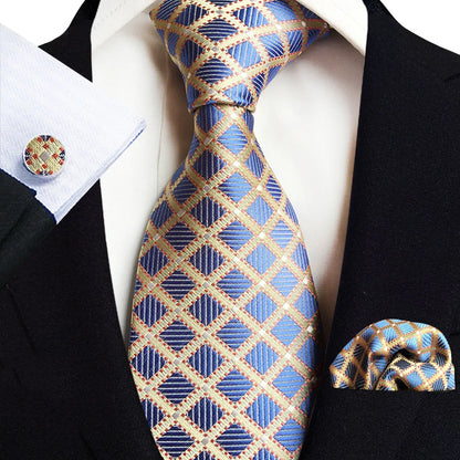 Men’s Paisley Three-Piece Suit Accessories Set – Tie, Square Scarf & Cufflinks TZ-E14