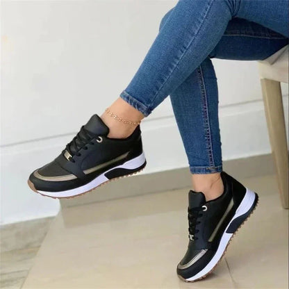 2024 Women's Lightweight Mesh Sneakers Lace Up Flat Shoes Classic Zapatillas De Mujer B-Black-women-shoes