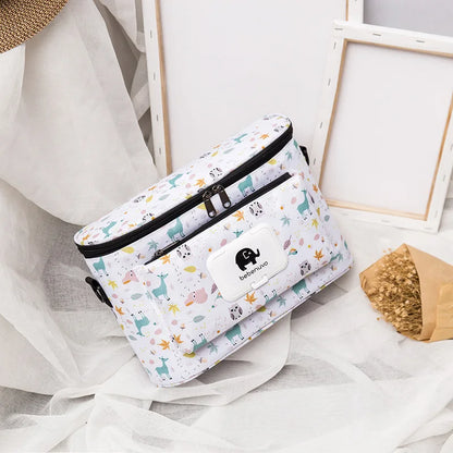 Diaper bag Cartoon Baby Stroller Bag Organizer Bag Nappy Diaper Bags Carriage Buggy Pram Cart Basket Hook Stroller Accessories Birds and flowers