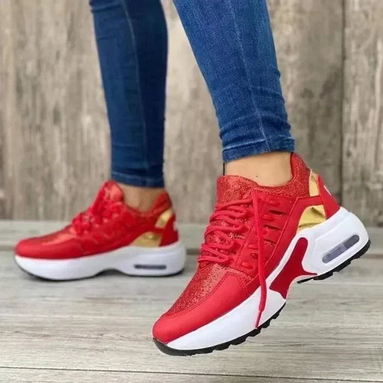 Women's Platform Sneakers | Comfortable Anti-Slip Mesh Running Shoes | Casual Plus Size Zapatillas De Mujer Red