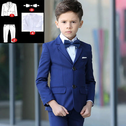 Boys' Formal Suit for Weddings: White Party Blazer, Pants, Baptism Outfit, and Teen Prom Tuxedo Set. Coat Shirt Pants Tie 1