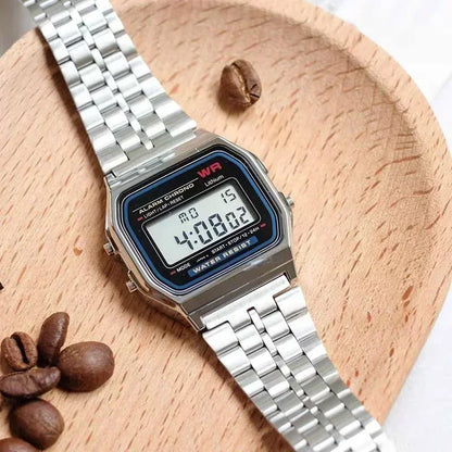 Luxury F91W Military Stainless Steel Band Watch | Waterproof Retro Digital Sports Watch for Men & Women