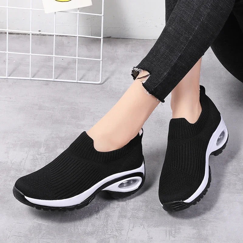 Women's Fashion Wedge Platform Sneakers - Casual Air Cushion Sport Shoes for Ladies