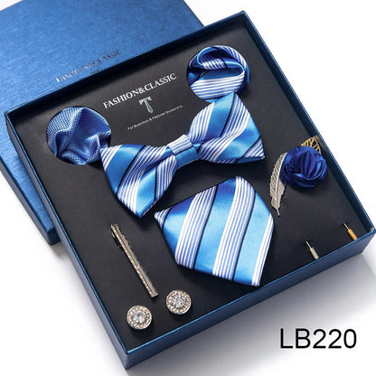 Men's Tie Set Luxury Gift Box Silk Tie Necktie Set 8pcs Inside Packing Festive Present Cravat Pocket Squares Holiday Gift Men LB220