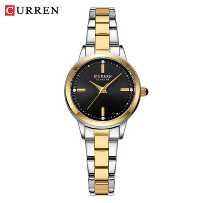 CURREN Original Quartz Watch for Women | Fashionable & Elegant Stainless Steel Waterproof Ladies Wristwatch silver black